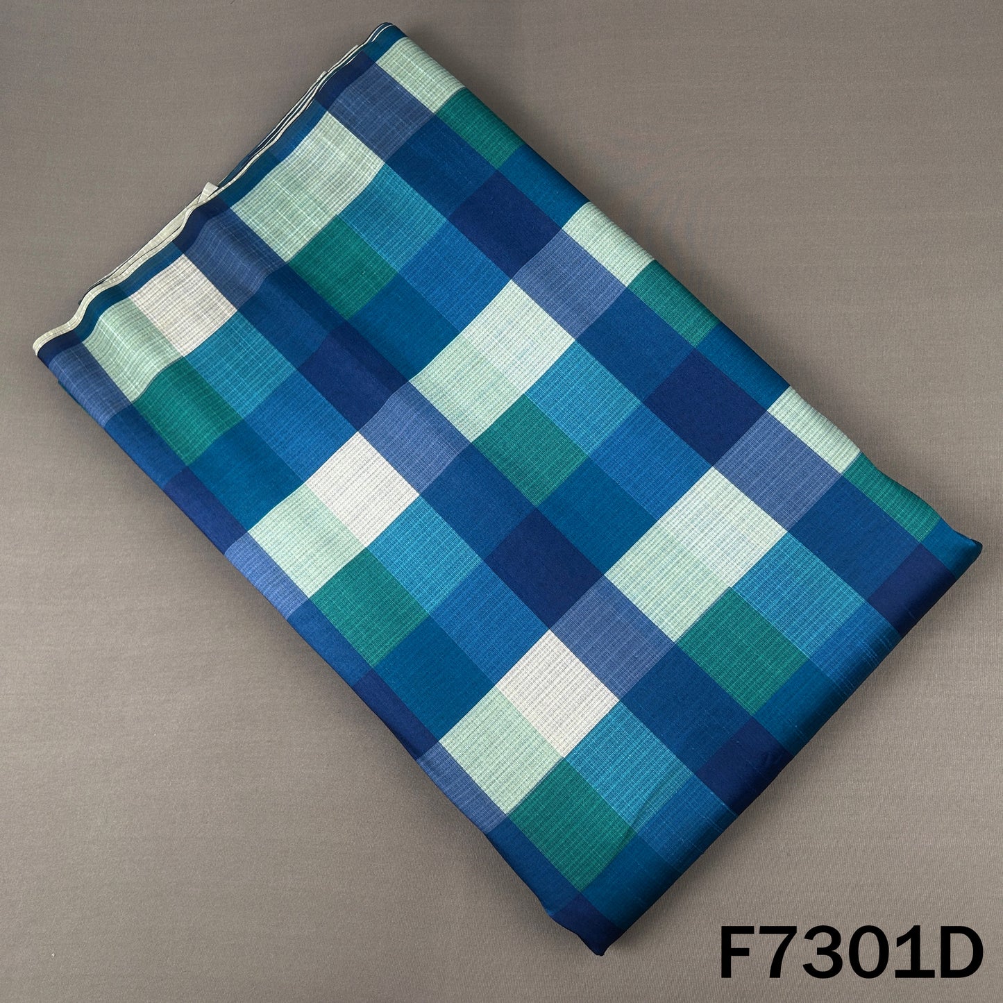 Multicolour Check Print Raw Silk Fabric - F7301