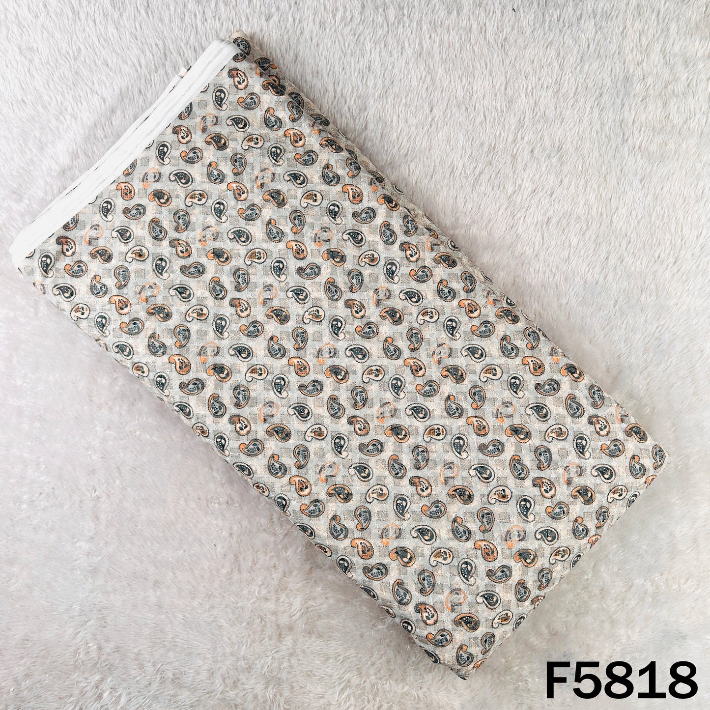 Digital Print Chikankari Sequins Work Cotton Fabric - F5818