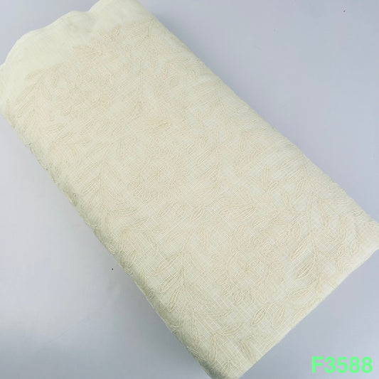 Thread Embroidered Kota Cotton Fabric-F3588