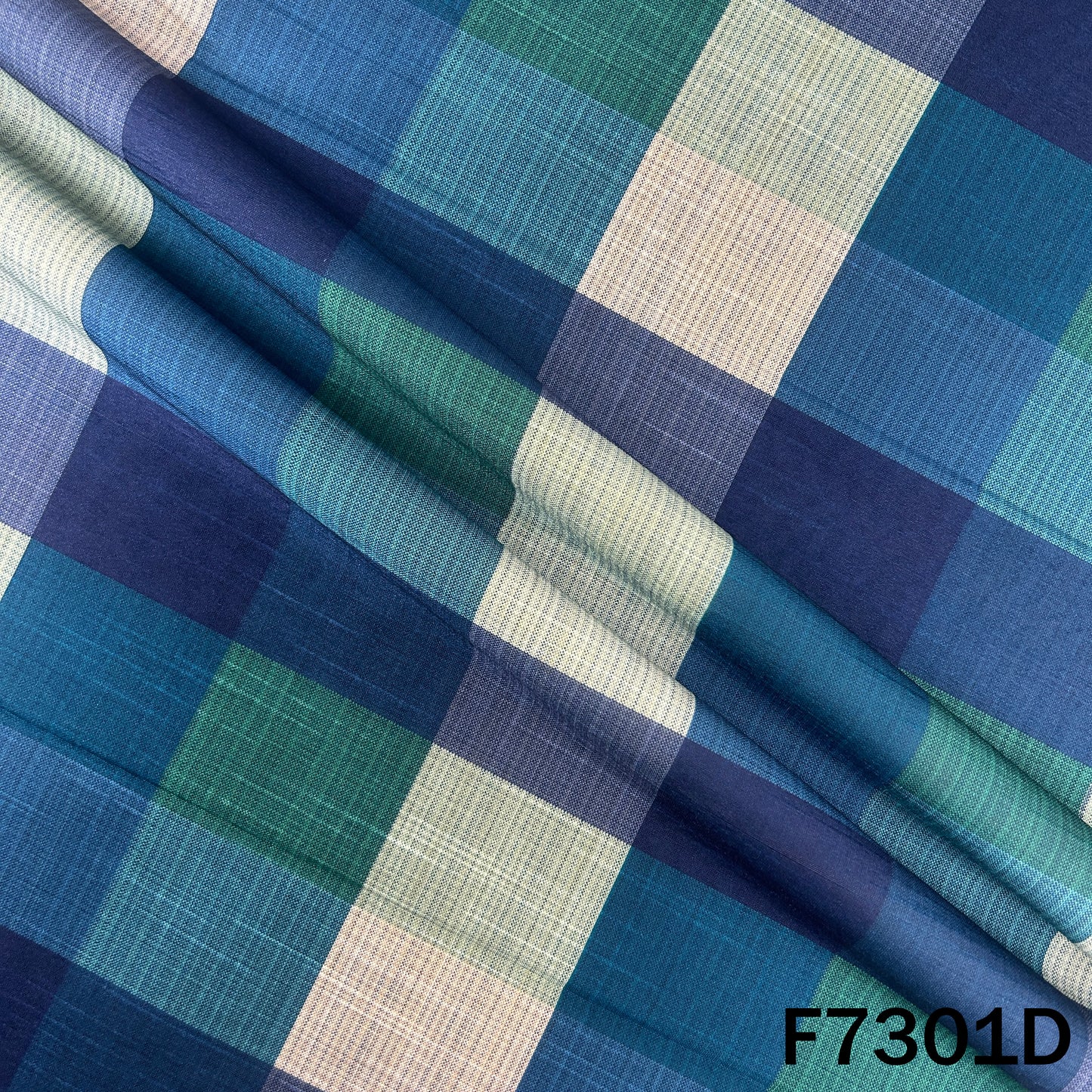 Multicolour Check Print Raw Silk Fabric - F7301