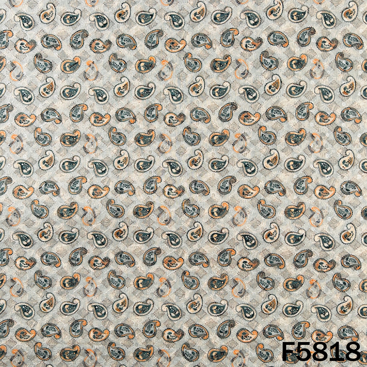 Digital Print Chikankari Sequins Work Cotton Fabric - F5818