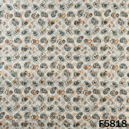 Digital Print Chikankari Sequins Work Cotton Fabric - F5818