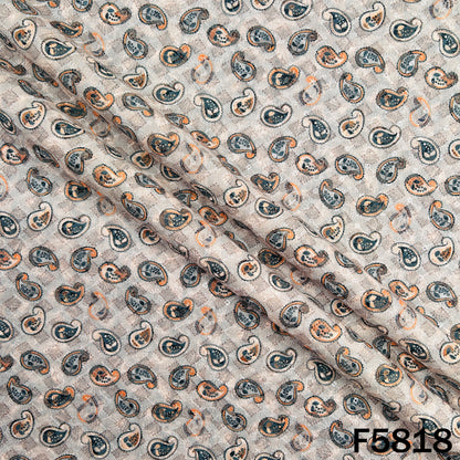 Digital Print Chikankari Sequins Work Cotton Fabric - F5818