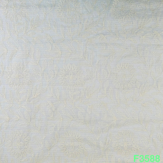 Thread Embroidered Kota Cotton Fabric-F3588