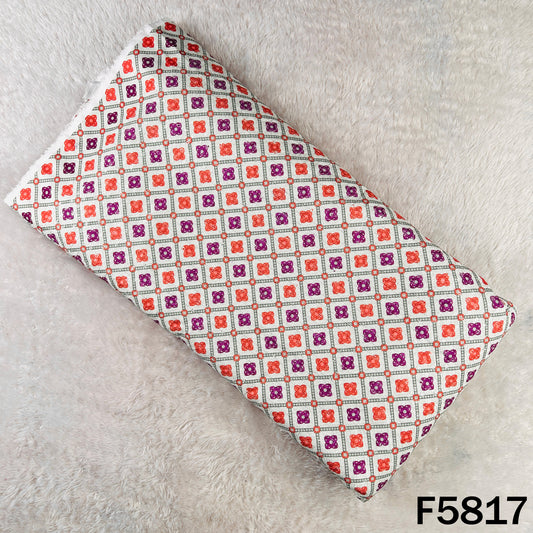 Digital Print Chikankari Sequins Work Cotton Fabric - F5817