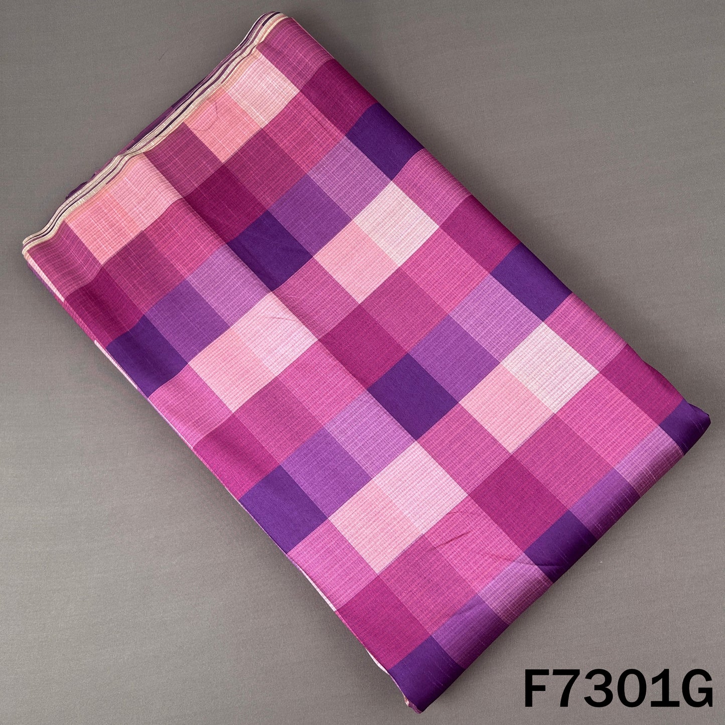 Multicolour Check Print Raw Silk Fabric - F7301