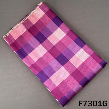 Multicolour Check Print Raw Silk Fabric - F7301