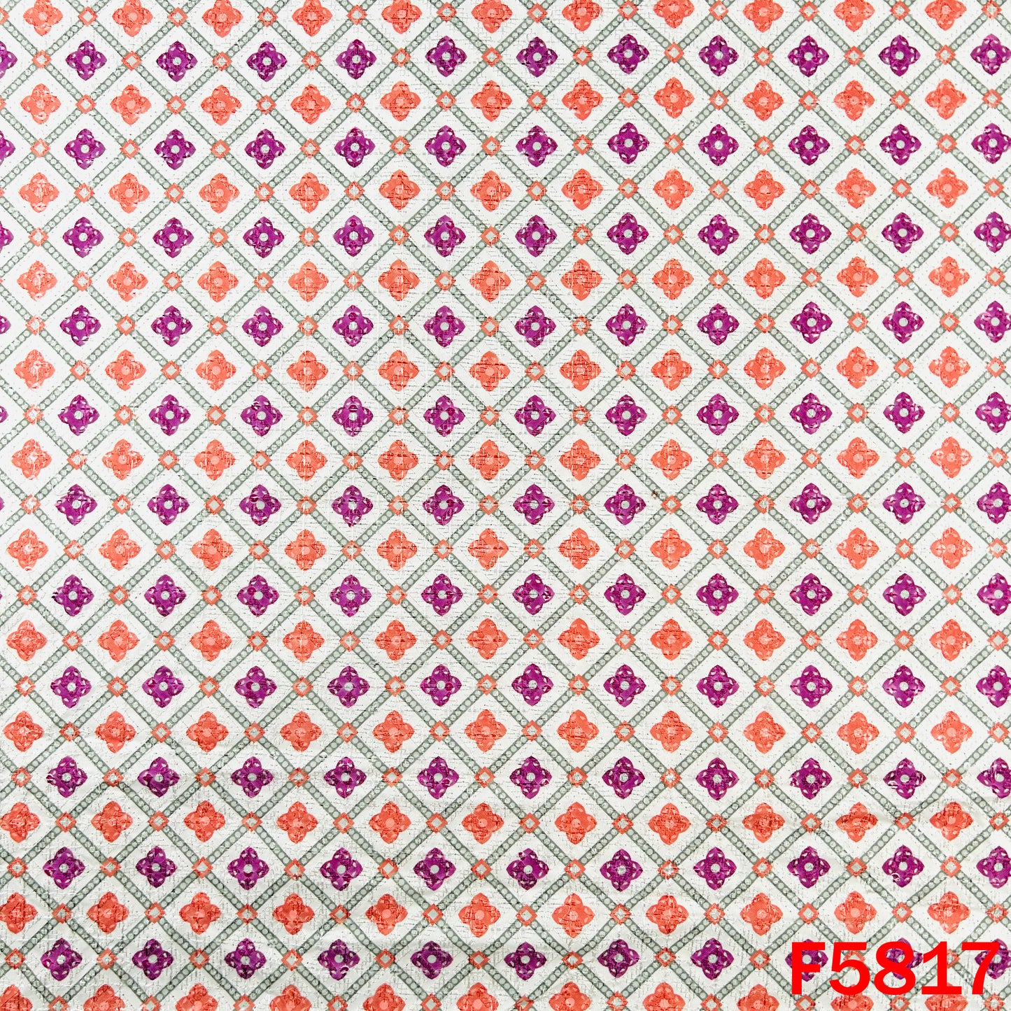 Digital Print Chikankari Sequins Work Cotton Fabric - F5817