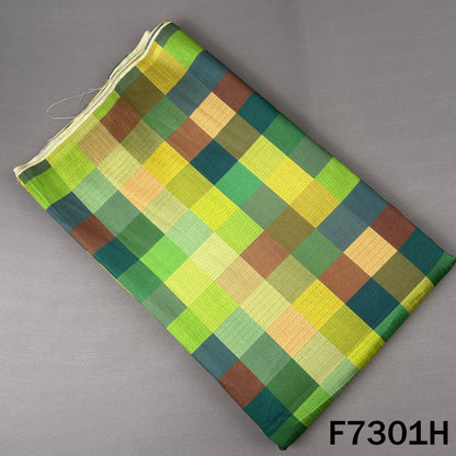 Multicolour Check Print Raw Silk Fabric - F7301