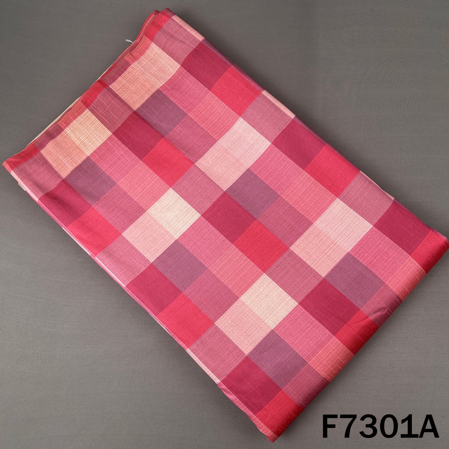 Multicolour Check Print Raw Silk Fabric - F7301