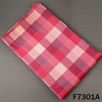 Multicolour Check Print Raw Silk Fabric - F7301