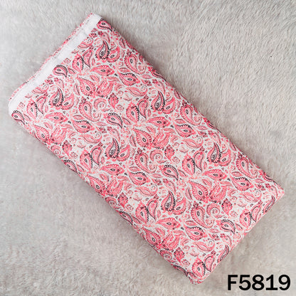 Digital Print Chikankari Sequins Work Cotton Fabric - F5819