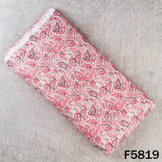 Digital Print Chikankari Sequins Work Cotton Fabric - F5819