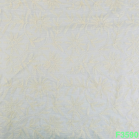 Thread Embroidered Kota Cotton Fabric-F3590
