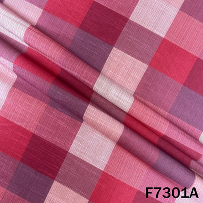 Multicolour Check Print Raw Silk Fabric - F7301