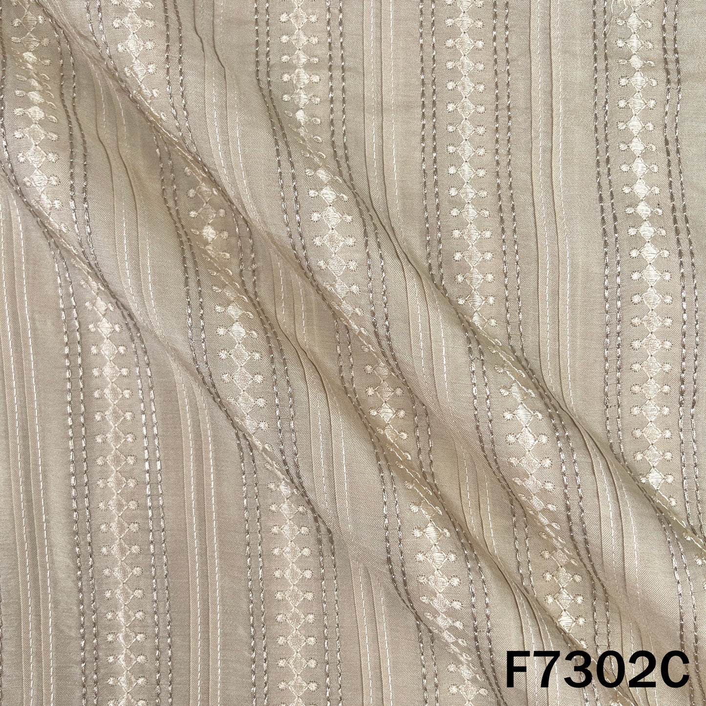 Thread Zari Work Dola Silk Fabric - F7302