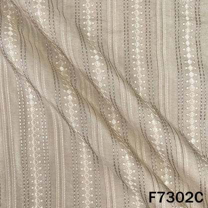 Thread Zari Work Dola Silk Fabric - F7302