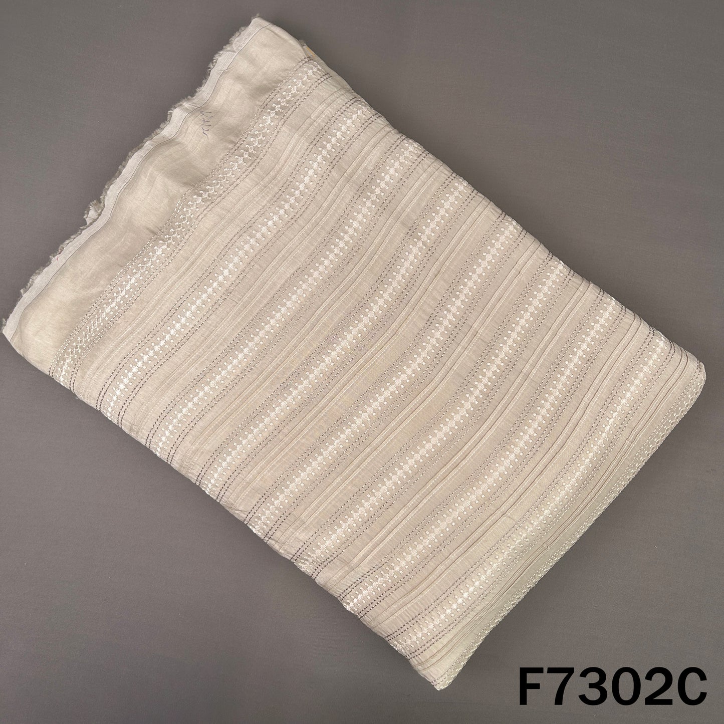 Thread Zari Work Dola Silk Fabric - F7302