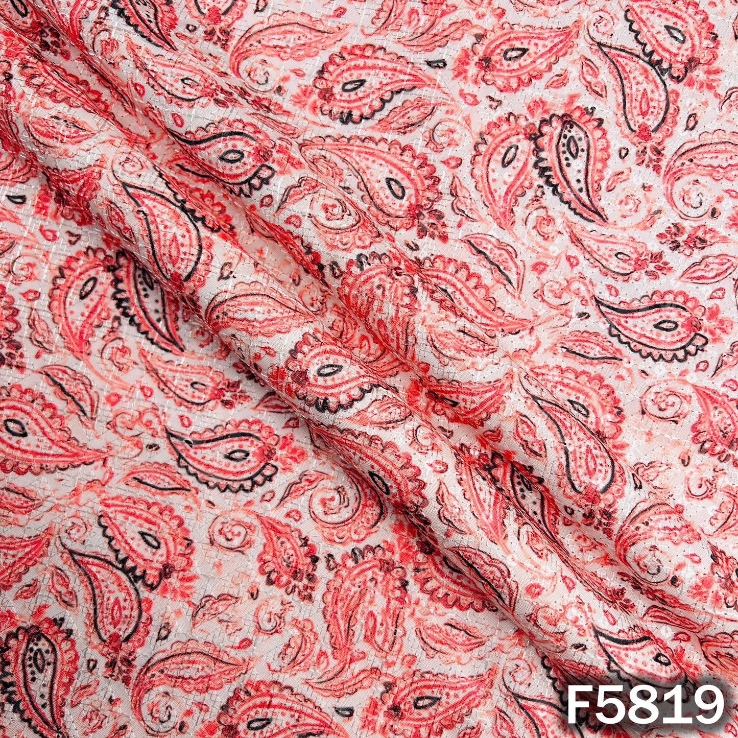 Digital Print Chikankari Sequins Work Cotton Fabric - F5819