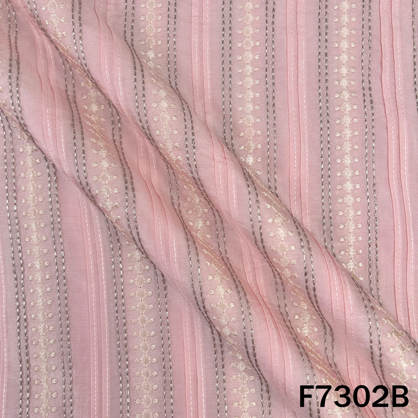 Thread Zari Work Dola Silk Fabric - F7302
