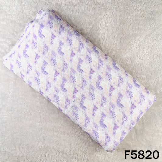 Digital Print Chikankari Sequins Work Cotton Fabric - F5820