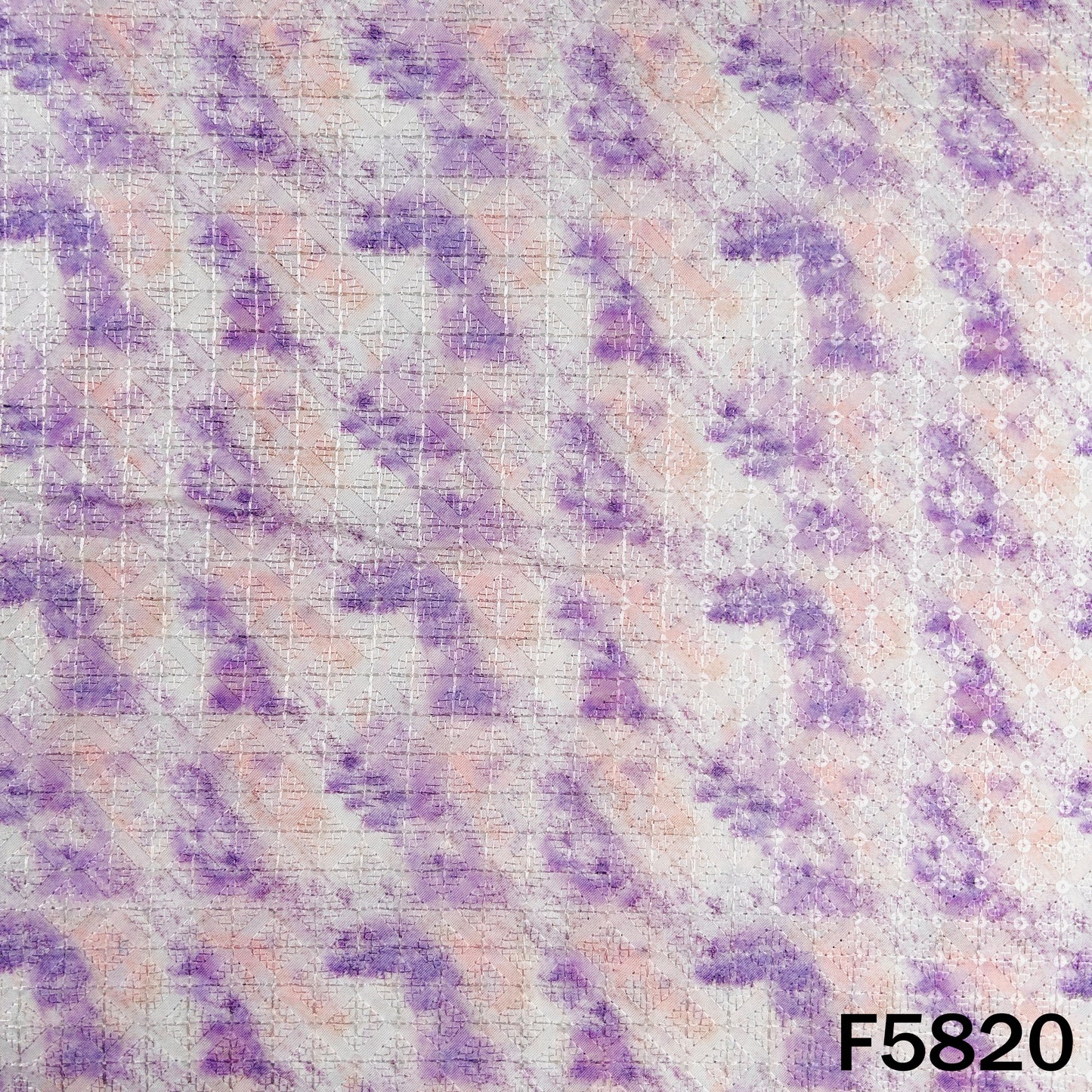 Digital Print Chikankari Sequins Work Cotton Fabric - F5820