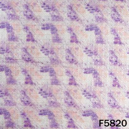 Digital Print Chikankari Sequins Work Cotton Fabric - F5820