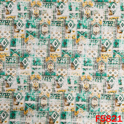 Digital Print Chikankari Sequins Work Cotton Fabric - F5821