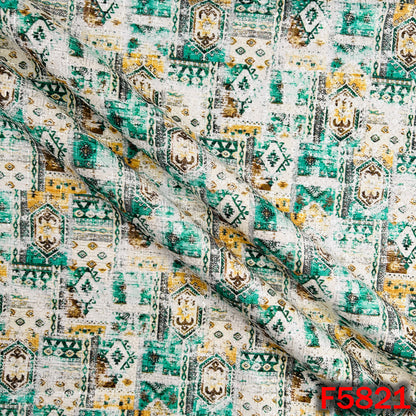 Digital Print Chikankari Sequins Work Cotton Fabric - F5821