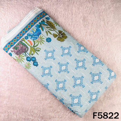 Digital Print Chikankari Sequins Work Cotton Fabric - F5822