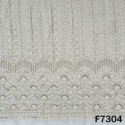Dayeable Thread Zari Sequins Embroidered Georgette Fabric - F7304