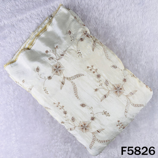 Dyeable Cut Dana Zari Sequins Embroidered Shimmer Tissue Fabric - F5826