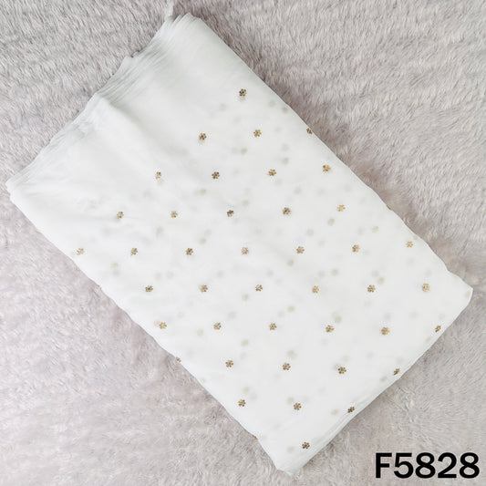 Dyeable Zari Sequins Work Georgette Fabric - F5828