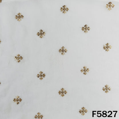 Dyeable Zari Sequins Work Georgette Fabric - F5827