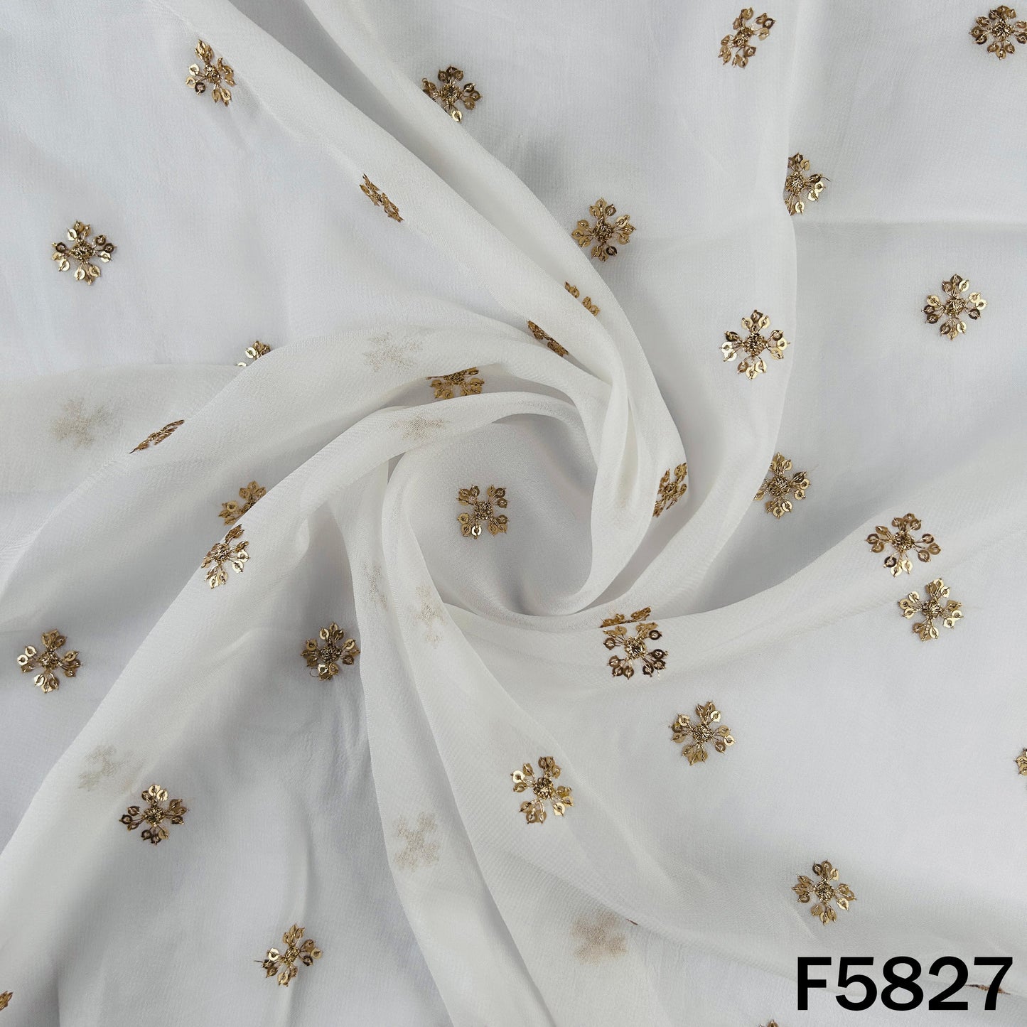 Dyeable Zari Sequins Work Georgette Fabric - F5827