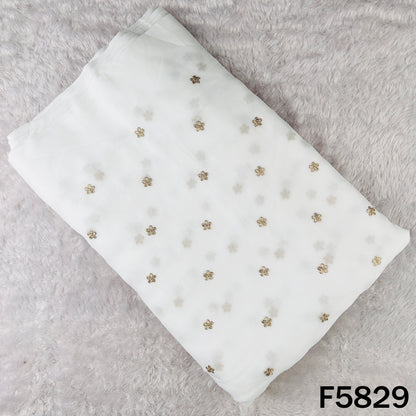 Dyeable Zari Sequins Work Georgette Fabric - F5829