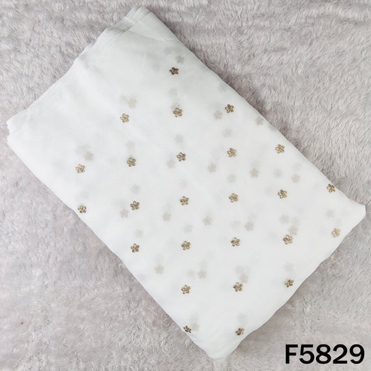 Dyeable Zari Sequins Work Georgette Fabric - F5829