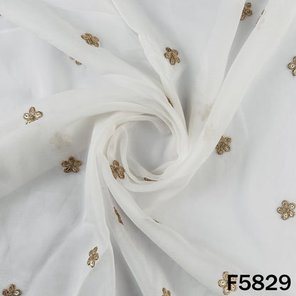 Dyeable Zari Sequins Work Georgette Fabric - F5829