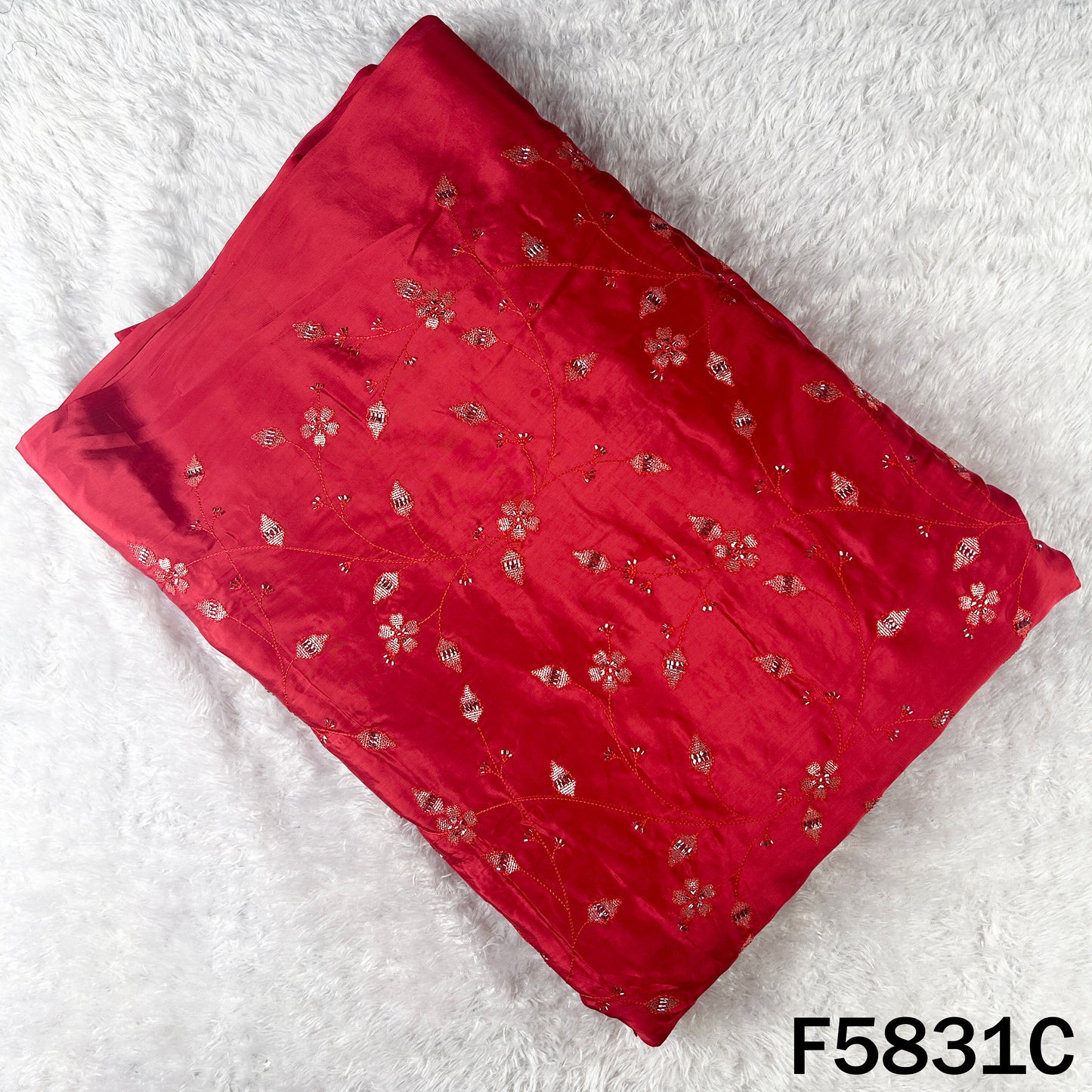 Cut Dana Thread Sequins Embroidered Crepe Fabric - F5831