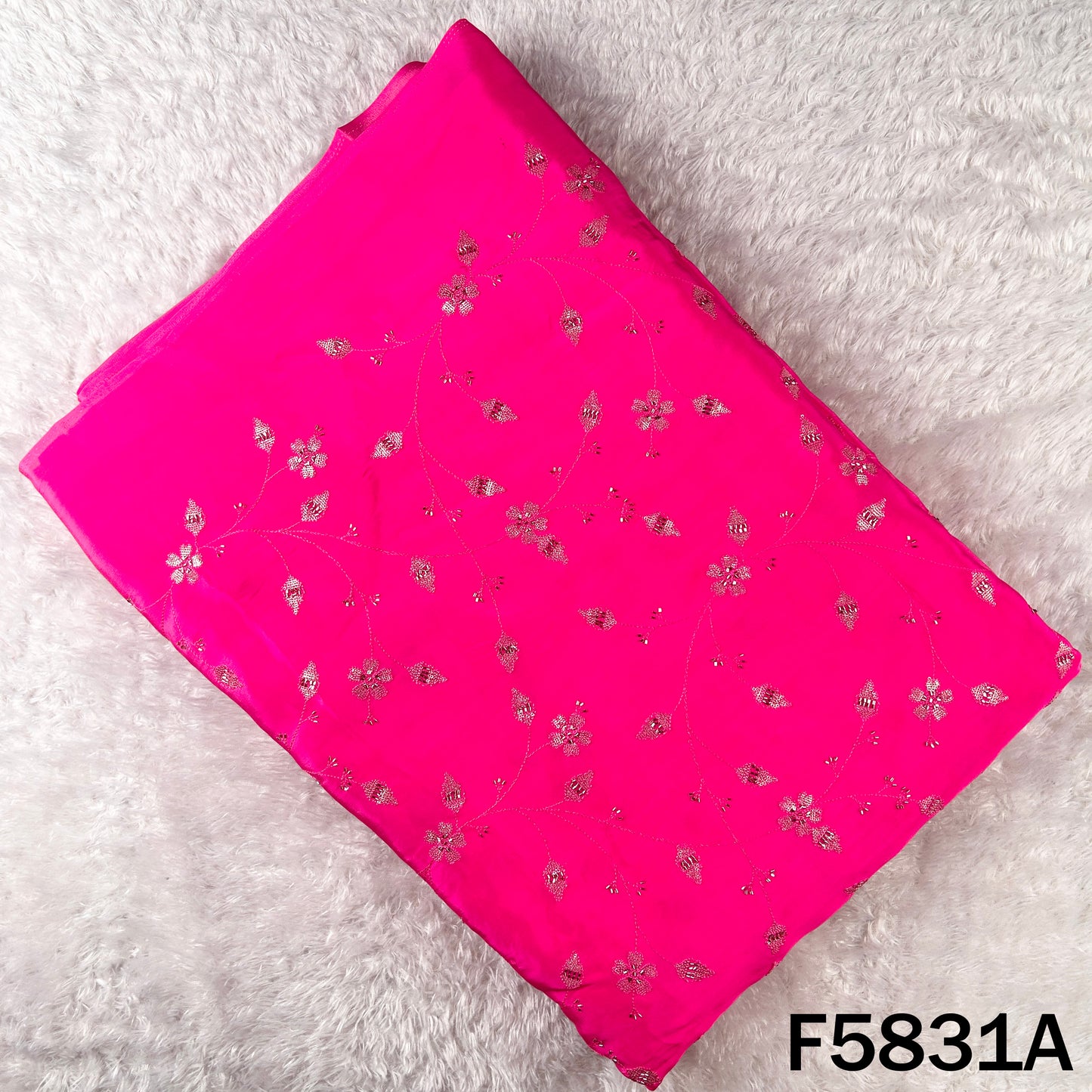 Cut Dana Thread Sequins Embroidered Crepe Fabric - F5831