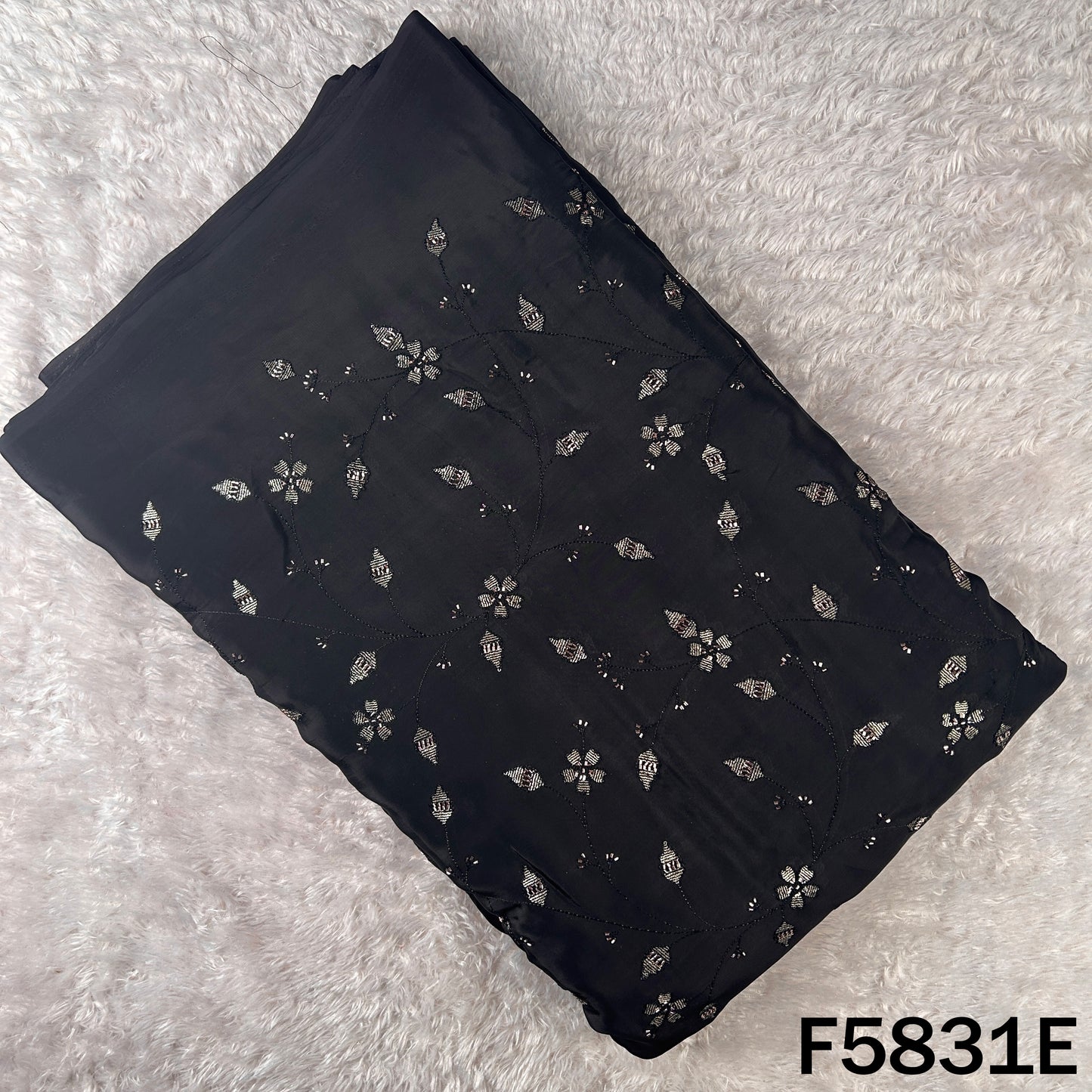 Cut Dana Thread Sequins Embroidered Crepe Fabric - F5831