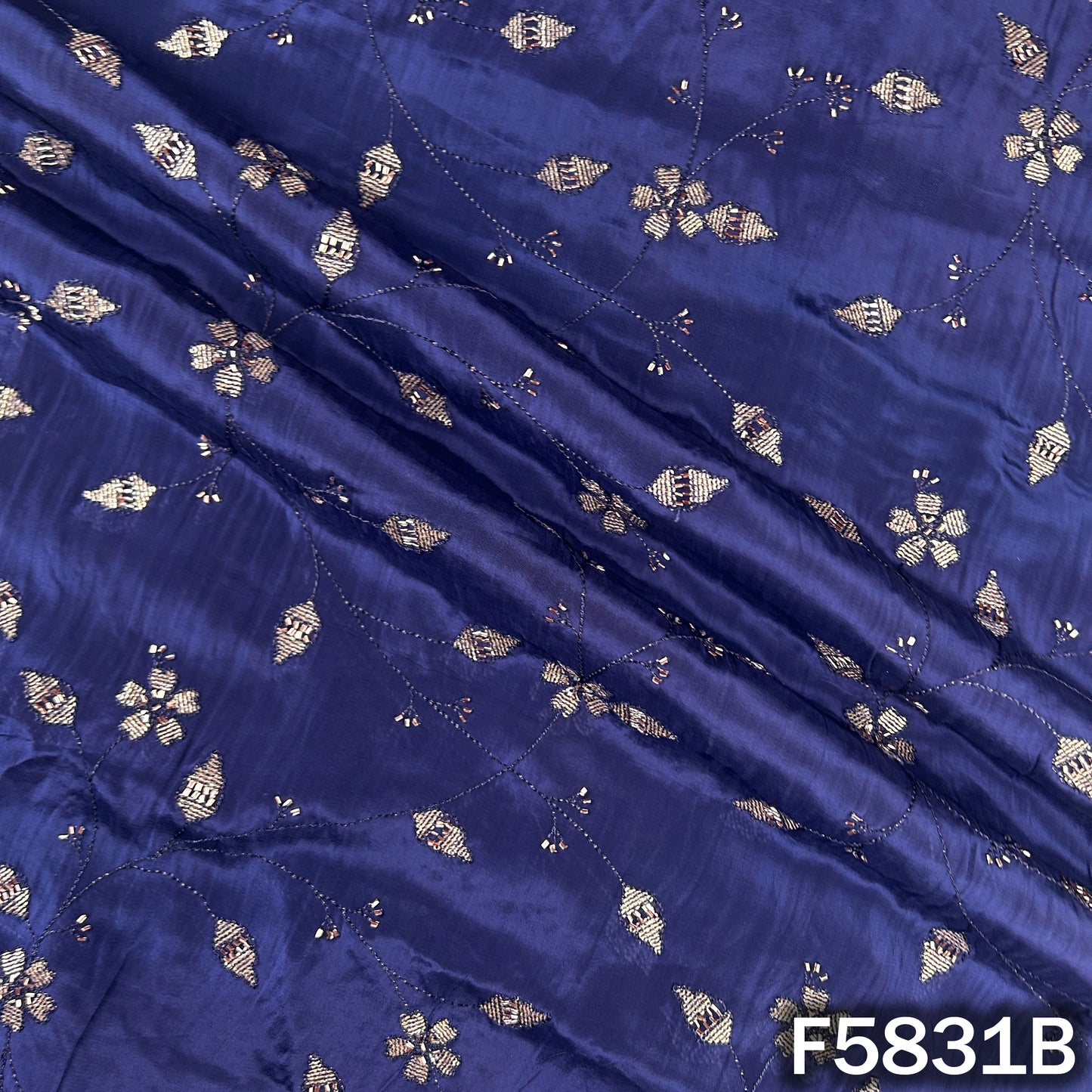 Cut Dana Thread Sequins Embroidered Crepe Fabric - F5831