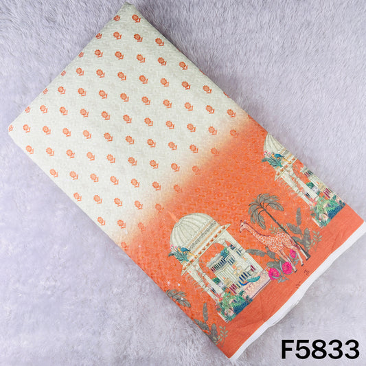 Digital Print Chikankari Sequins Work Cotton Fabric - F5833