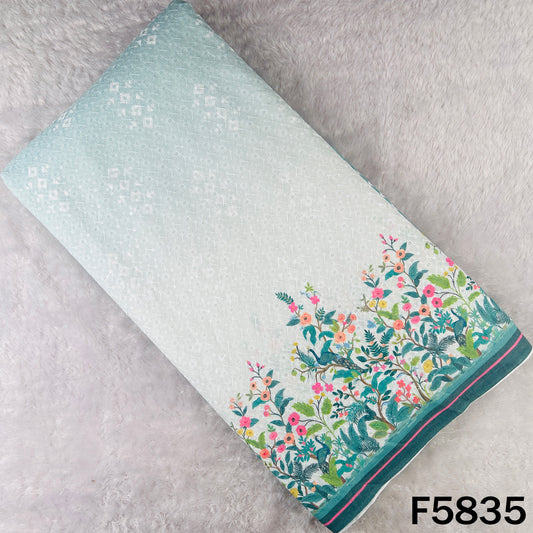 Digital Print Chikankari Sequins Work Cotton Fabric - F5835