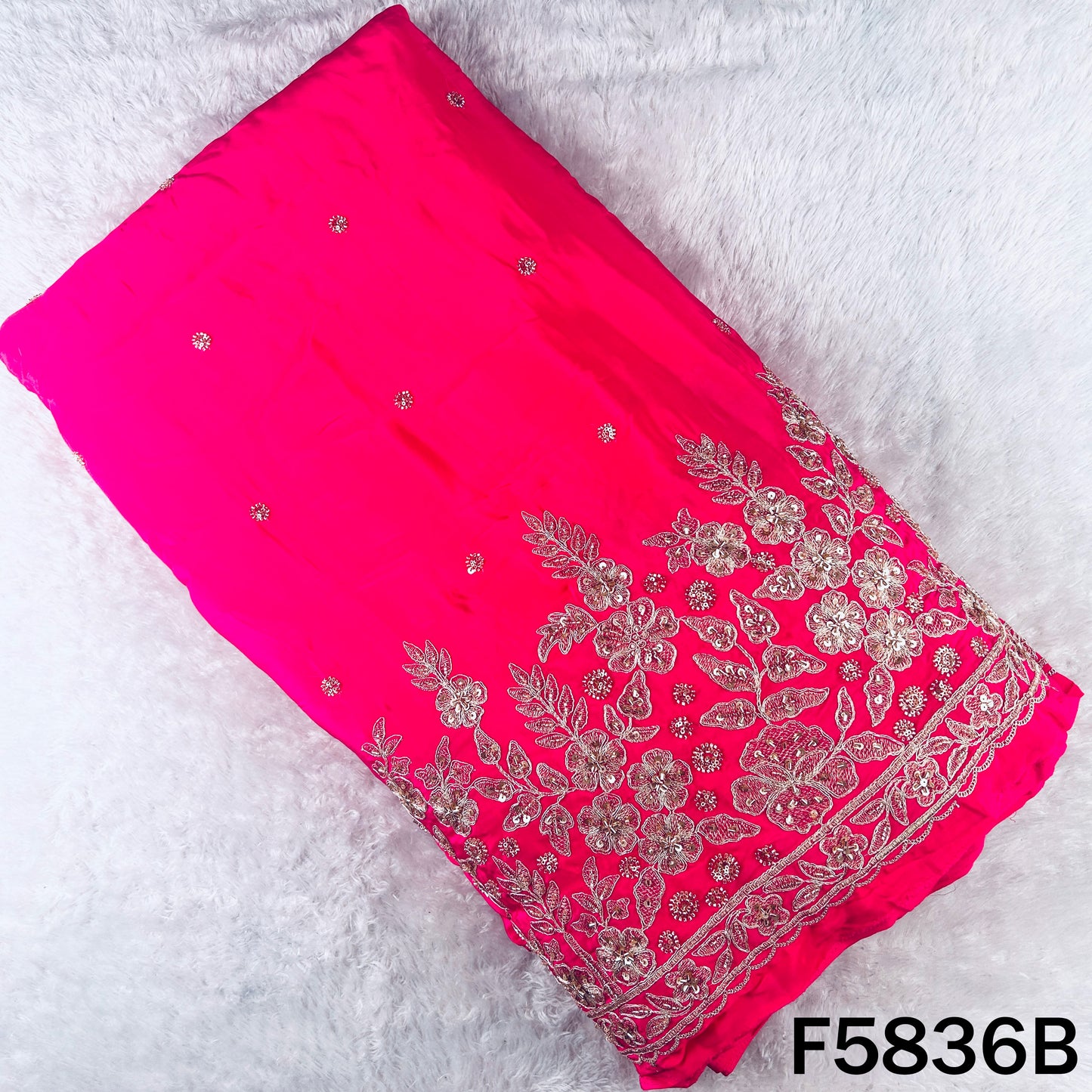 Cut Dana Zari Sequins Work Crepe Fabric - F5836