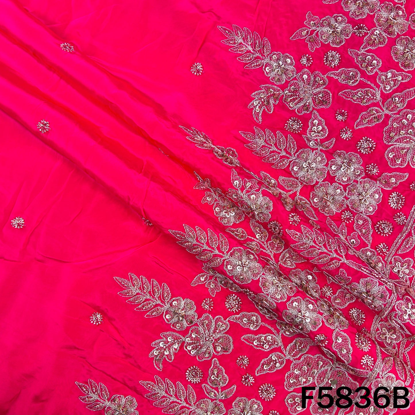 Cut Dana Zari Sequins Work Crepe Fabric - F5836