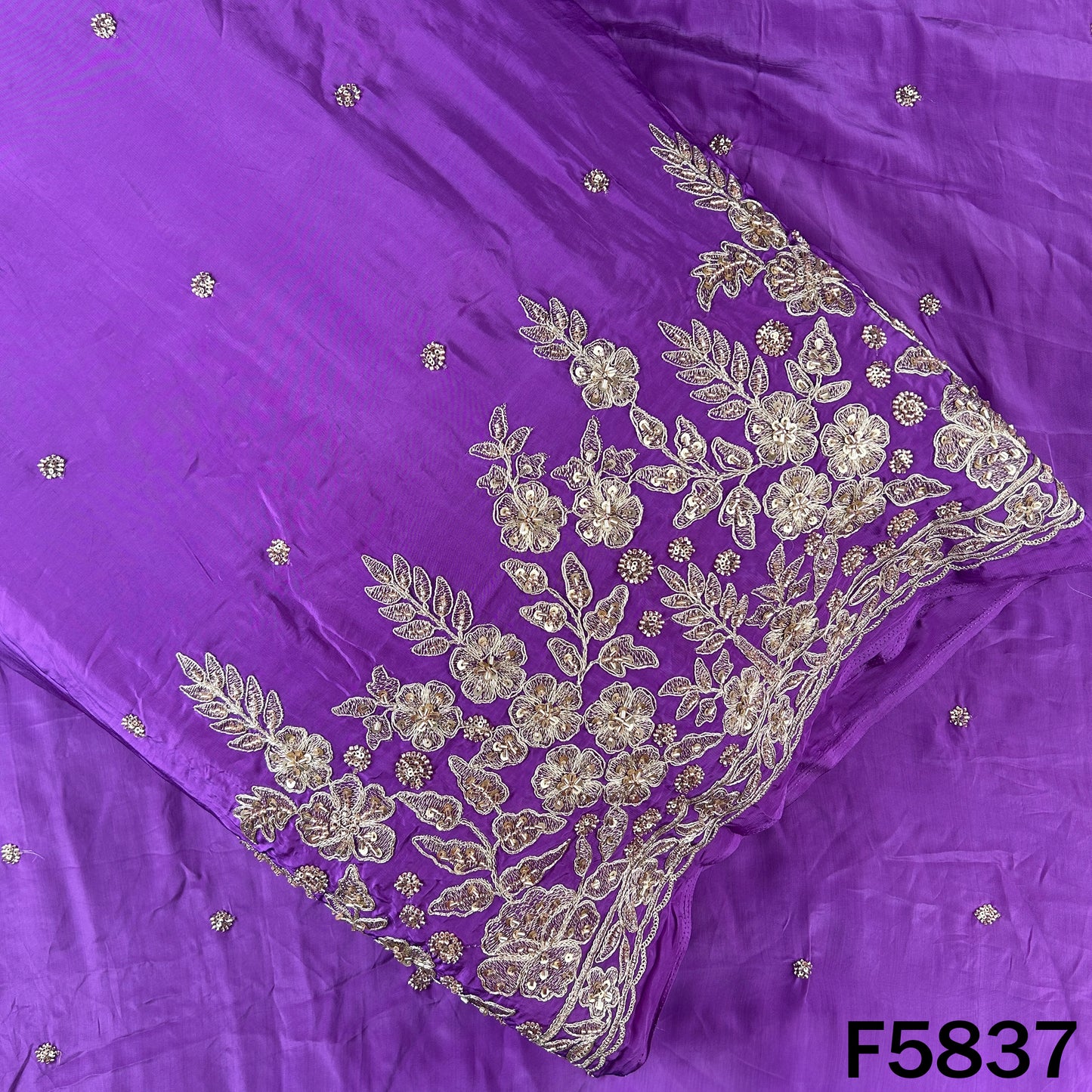 Cut Dana Zari Sequins Work Crepe Fabric - F5837