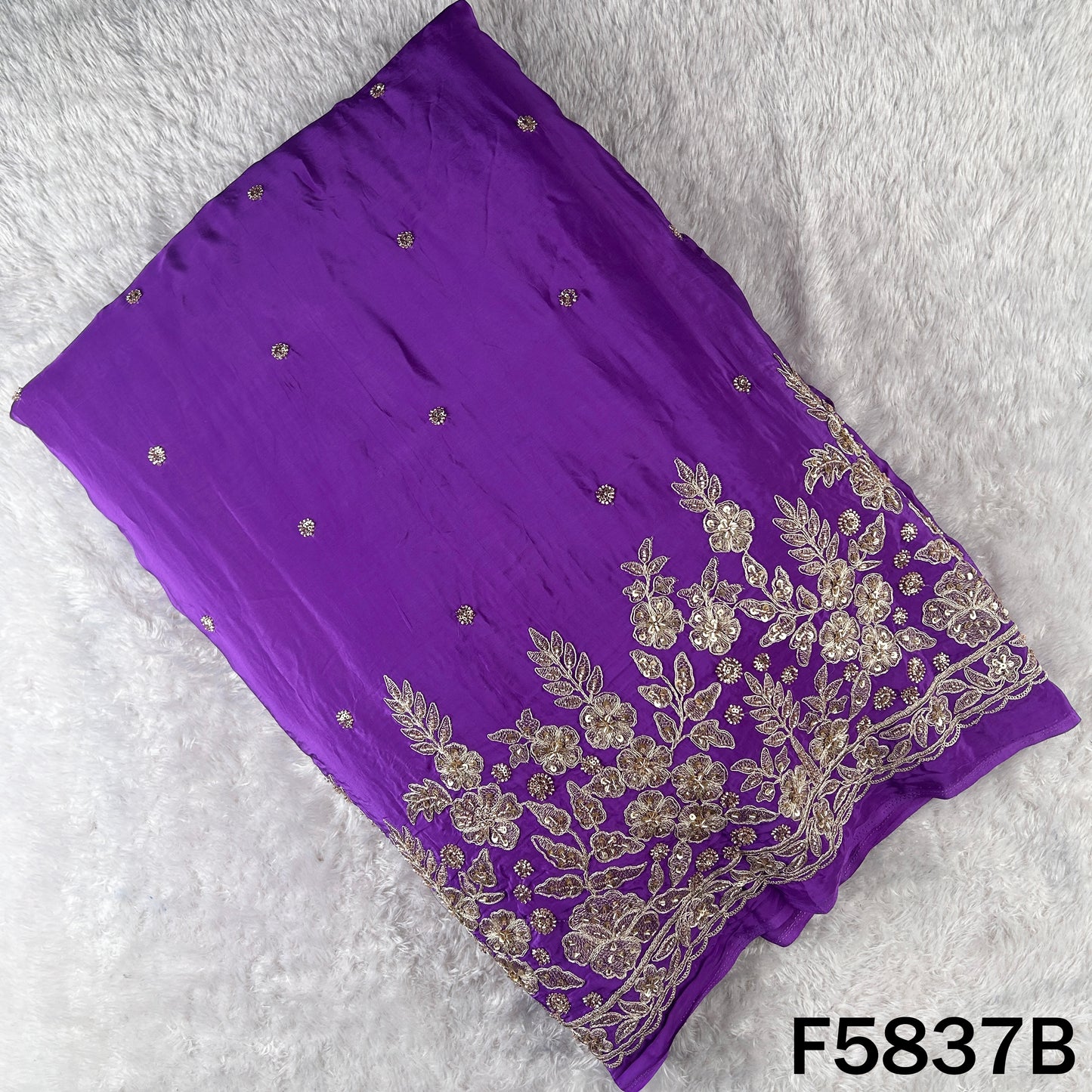 Cut Dana Zari Sequins Work Crepe Fabric - F5837