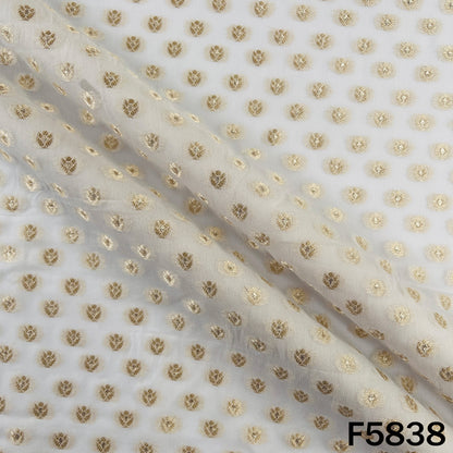 Dyeable Zari Buti Work Georgette Fabric - F5838
