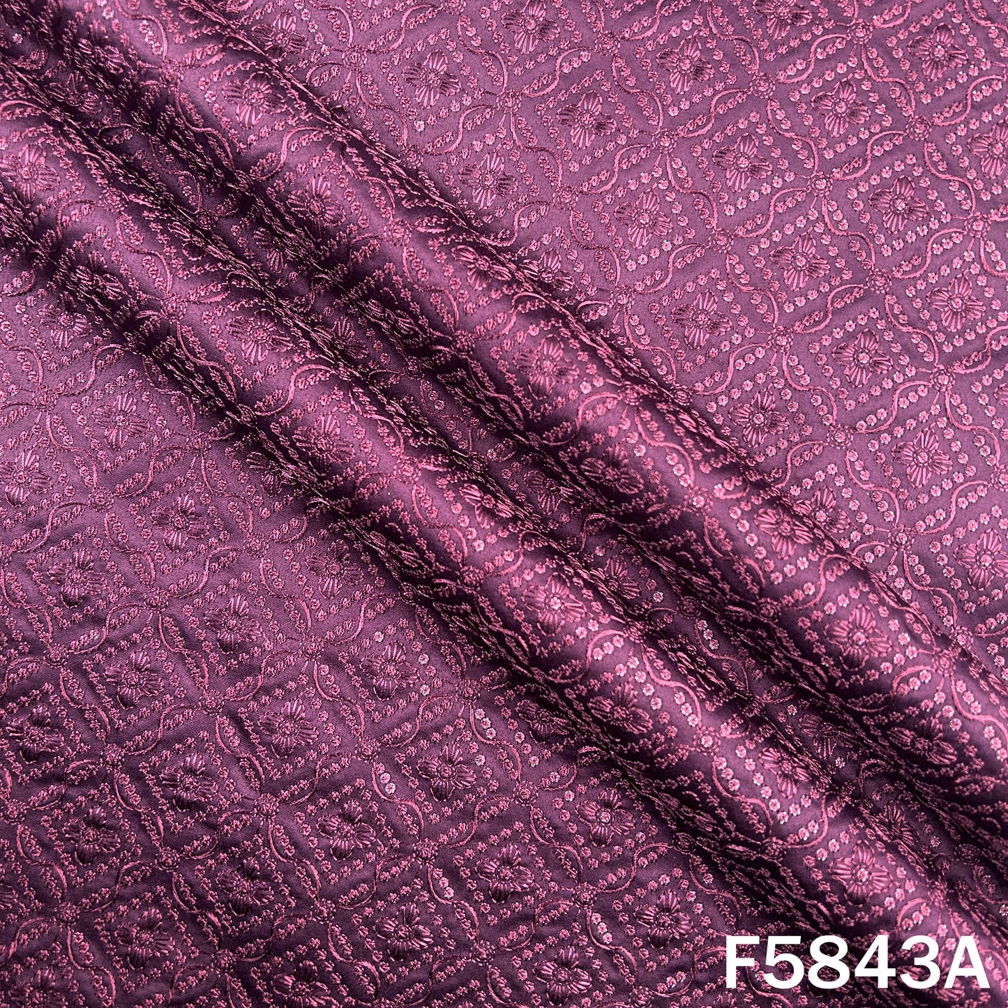 Thread Sequins Embroidered Satin Silk Fabric - F5843